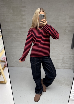 Nete stripe bluse Navy/Red Boii Studios